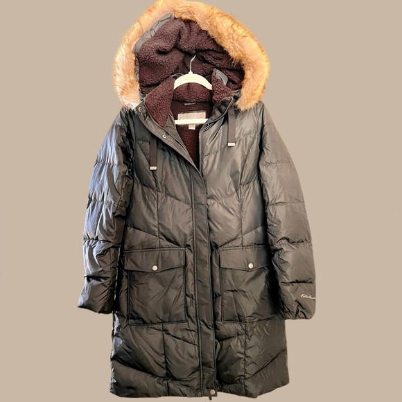 EDDIE BAUER Winter Sub Zero Down Fill Fleece Lined Coat Black EUC - Picture 3 of 16